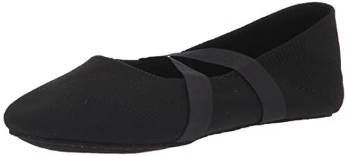 SANGEESON Ballet Shoes for Women(Leather Full Sole, Arch Support, Breathable), Jazz Shoes, Ballerina Shoes, Dance Shoes Women for Beginner, Black-v2, 9-9.5