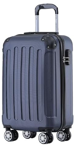 BEIBYE Hartschalen-Koffer Trolley Rollkoffer Reisekoffer Sicherheit Zahlenschloß Zwillingsrolle ABS Material Handgepäck 4 Rollen (M-L-XL-Set) (Dunkelblau, M)
