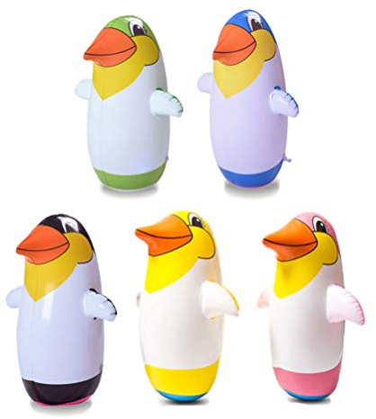 TiSkying Aufblasbares Pinguin Becher Spielzeug, Schwimmbecken Spielzeug Tierisches Ballon Lernspielzeug Pinguin Outdoor Fun Sports, 22cm, 5 PCS(zufällige Farbe)
