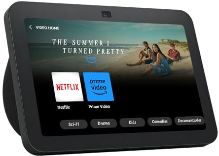 Certified Refurbished Echo Show 8 | 3rd generation (2023 release), HD smart touchscreen with spatial audio, smart home hub and Alexa, Charcoal