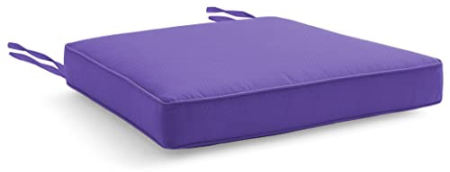 Water Resistant Chair Cushions with Ties for Indoor and Outdoor Use - Patio Furniture Seat Pads with Durable Polyester Fabric - Ideal for Dining, Lawn, Garden, Coffee Shop (44 x 50 x 5cm, Purple)