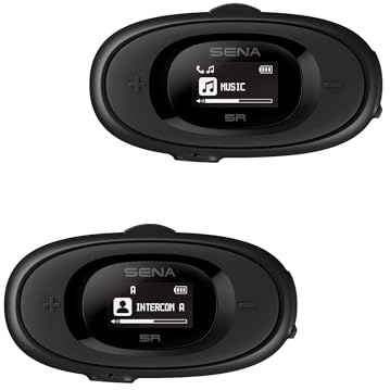 Sena 5R Zwei-Wege-HD-Motorrad-Bluetooth-Gegensprechanlage, Doppelpack, Schwarz