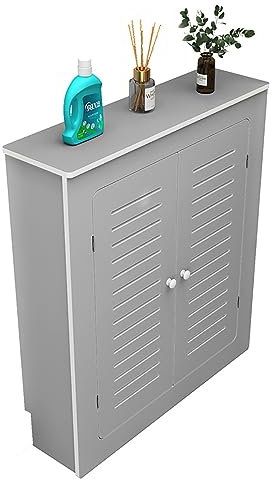 Modern Gray Waterproof PVC Radiator Cover with Wood Top Shelf - Large (60x70x20cm)