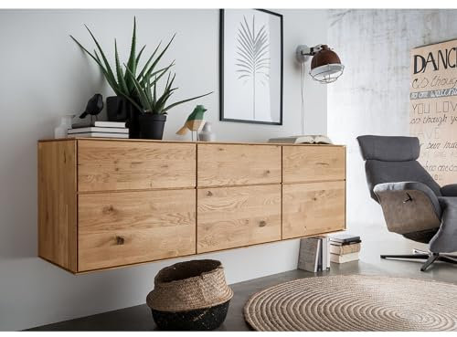 Lomadox Sideboard Kommode 3-türig 172cm, stehend oder hängend, Wildeiche massiv geölt