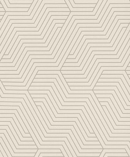 Rasch Tapete 312515 - Helle Vliestapete in Cremeweiß mit geometrischem Muster aus feinen Linien aus der Kollektion Deco Style
