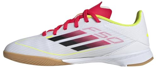 adidas F50 League Football Boots Indoor Kids, Zapatillas Unisex Adulto, FTWR White/Core Black/Solar Yellow, 38 EU