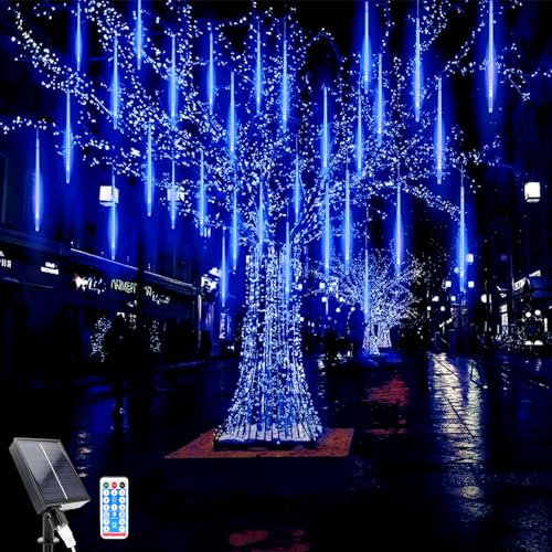 WoskjXas Solar Meteor lichter, 30cm 10Röhrchen 240LEDs Wasserdichte Weihnachten Lichter, Solar Fallende Weihnachtsbeleuchtung mit Fernbedienung für die Dekoration von Haus, Garten, Zaun