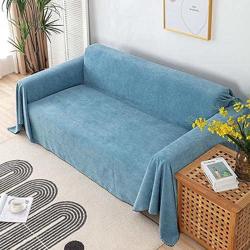 Bishilin Couchbezug Eckcouch 3 Sitzer, Sofa Überzug Cord 180x300CM Blau 180x300CM Sofaüberwurf rutschfest Sofabezug Universal