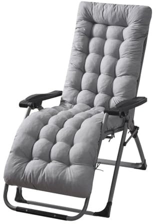 JTBDWOSK Auflagen Für Gartenliegen, Dicke Lange Gartenliegen-Auflage Sofapolster Relaxliegenauflage für Anti-Rutsch-Design Polster Kissen Dick Liegestuhl Relaxliegenauflage,Grau