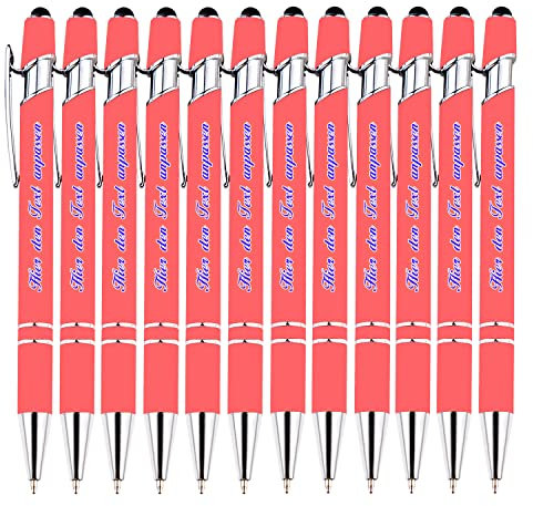 Individuelle 2-in-1-Schreib Kugelschreiber, personalisierter Kugelschreiber mit Logo oder Text, Premium-Kugelschreiber für Unternehmen, Abschlussfeiern, schwarzer Tintenstift, Soft Touch, 12 STK