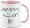 Huuraa Motivtasse Ohne mich ist alles doof Geschenk 330ml Rosa Ohne mich ist Souvenir