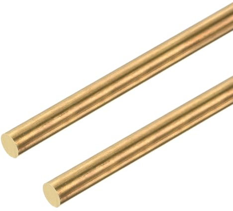 DMiotech 2 Pcs 3mm x 300mm Tiges en Laiton, Tige Ronde en Laiton Massif pour Bricolage, Tiges de Soudage, Barre de Tour, Stock pour Poinçons à Dérive, Modèle d'Arbre, Avion, Voiture