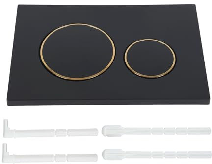 Drückerplatte mit Spülhebelset und Einbaurahmen, passend für Geberit Sigma 20 UP300 & 320 Betätigungsplatte Ersatzteile, Zweimengenspülung, 1 Stück (Schwarzer Hintergrund&goldener Kreis)