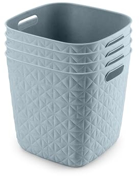 CURVER Softex 4 x 15L Large Storage Baskets, Storage Organiser Bins with Handles, Lightweight Home Storage for Bathroom, Kitchen, Bedroom & Living Room, Teal