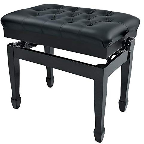 ASumPio Klavierhocker, Höhenverstellbar, Klavierhocker, Keyboard-Klavierbank, Einzelstuhl, Hocker Mit Ablagefach, Gepolsterter Sitz Aus Pu-Leder,Black