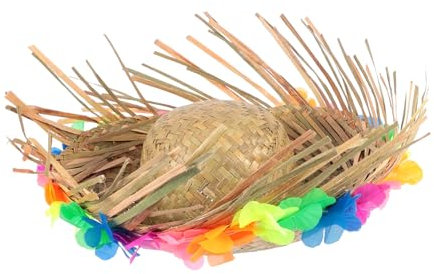 TOGEVAL Hawaiianischer Lei-Strohhut Für Herren Kostüm Hut Für Hawaii-Party-dekor Und Sommersaison Wiederverwendbares Strohmaterial