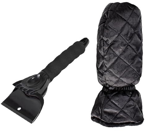 Eiskratzer mit Handschuh - Warmer & wasserfester Handschuh mit starkem Eiskratzer - Eiskratzer Auto mit Handschuh, Eiskratzer Auto Handschuh, Auto Eiskratzer mit Handschuh (Schwarz)