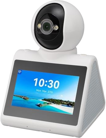 Videocamera Bidirezionale, Videocamera Intelligente per Videochiamate 2K con Schermo HD, Supporto Scheda SD, Telecamera di Sicurezza Interna per Anziani, Cani