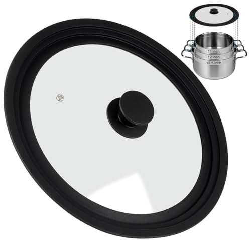 Universal Lid for Pots, Pans and Skillets - Tempered Glass with Heat Resistant Silicone Rim and Fits 28cm, 30cm & 32cm Diameter Cookware