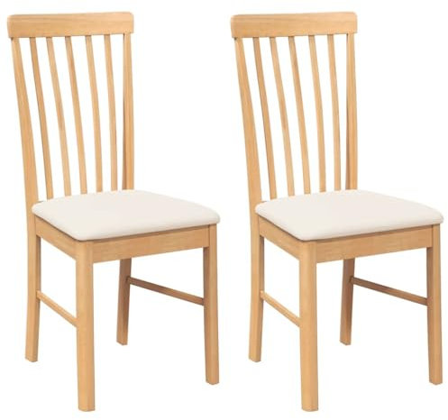vidaXL Sedie da Pranzo con Cuscini 2 pz in Legno Massello di Hevea, sedia da pranzo, sedia da cucina, sedile da pranzo, sedia, sedia da soggiorno
