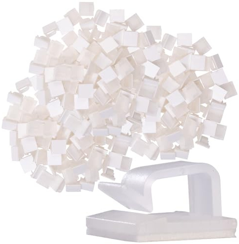 General Office Kabelclips: 100er-Set selbstklebende Kabelhalter, für innen und außen, transparent (Kabelhalter für Lichterkette, Kabelmanagement-Organizer, Seil)