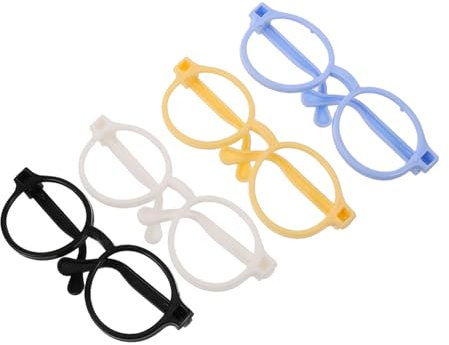 HEMOTON 4-teiliges Set Mini-puppenbrillengestelle Für Jungen Und Mädchen Modische Brillen Für Puppen-ankleidespielzeug
