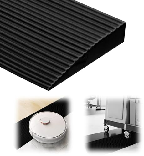 Threshold Ramp, Threshold Ramp, PVC Wheelchair Ramp, Non-Slip Surface, Rubber Ramp, Threshold Ramp for Wheelchair, Pram, Walker or E-Scooter (Black, 90 x 8 x 1.5 cm)