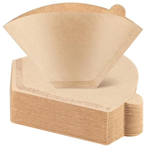 100 Stück Kaffeefilter, U-förmiger #2 Kaffeefilterpapier, 1-2 Tassen | Ungebleicht, Stabile Pressnaht, Gleichmäßige Extraktion, Feine Filtration, für Handfilter & Kaffeemaschinen