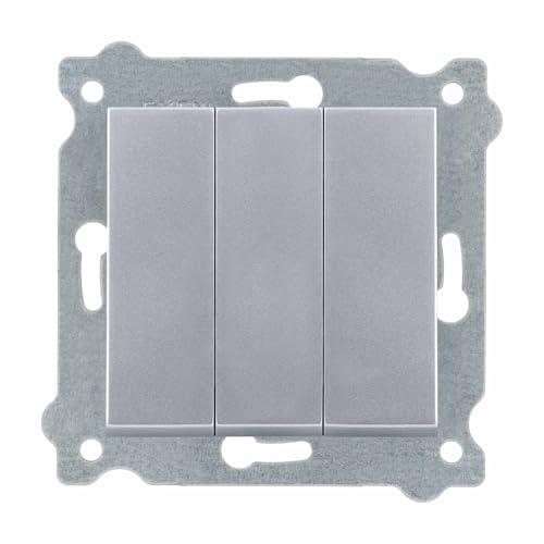EXEN - Lichtschalter Unterputz 3-fach - Dreifachschalter Silber - All-in-One Kompatibel mit Serien KARELL/ODAK/COMFORT von Marke EXEN - 213/10E