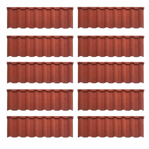 Metalldachschindeln – Wellblech-Dachplatten aus verzinktem Stahl, 132 x 42 cm, große, isolierte Deckenplatten, für Hühnerställe, Pavillons, Wohnmobile, Pergolen, Garagen(Red,20pcs)