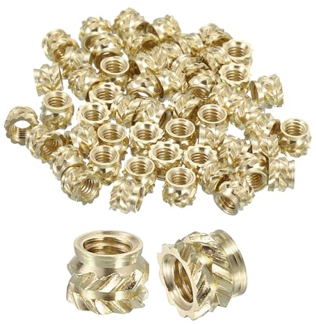 QUARKZMAN Rändelmuttern, 130 Stück M2.5 x 3mm Länge x 4mm Außendurchmesser 3D-Druck Messingmuttern Gewindeeinsätze Messing Hitzeeinsetzmuttern Einbettmuttern