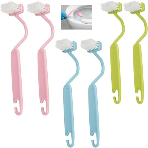 6 Pack Toilettenbürste, Klobürste Mit Randreiniger, Toilettenbürste Mit Randreiniger, Langer Stiel Klobürste Gebogen, Upgrade Wc Bürste, Für Tiefenreinigung Urinalbürste Hygiene