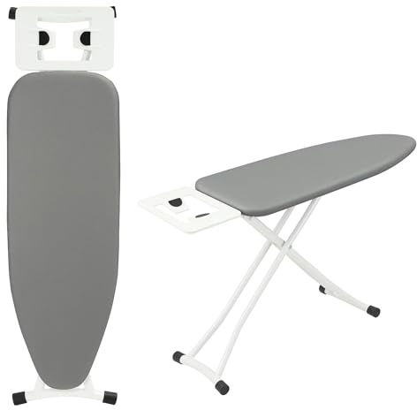 GREENSAPPIRE Bügelbrett 110 x 32 cm, höhenverstellbar (66–77 cm), klappbares Bügelbrett mit 6 Höhenstufen, leichtes Bügelbrett mit Baumwollbezug, rutschfesten Füßen (Grau)