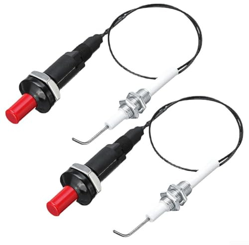 Piezozündung Kit 2 Pack für Gasgrills, Öfen, Kamine, Heizungen, Küchengeräte, keine Batterie erforderlich, Druckknopf-Design
