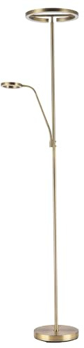 Happy Homewares Modern Halo LED Mother and Child Floor Lamp in Antique Brass with Colour Control Memory Dimmers | 2700k - 4000k CCT | 180cm x 30cm