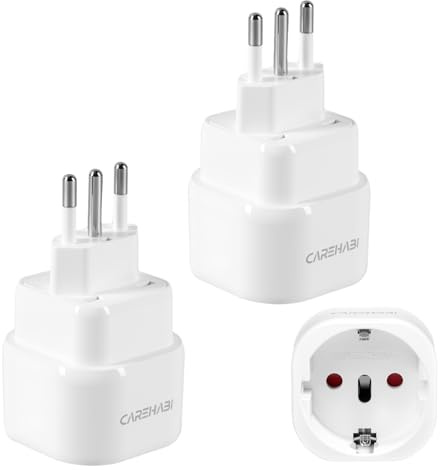 Paquete de 2 Adaptador Enchufe Italiano, Viaje Clavija Tipo L Toma, Tour Convertidor IT, Base Adaptador para Italia, UE hacia Uruguay, Chile, Etiopía, Libia, Siria