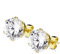 PAIRE BOUCLE D'OREILLE HOMME FEMME PLAQUE OR RONDE ZIRCON DIAMS BLANC - 10mm