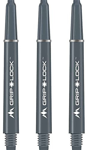 Mission Darts S1088 GripLock Durable Nylon Shafts | Medium Dart Stems | Grey