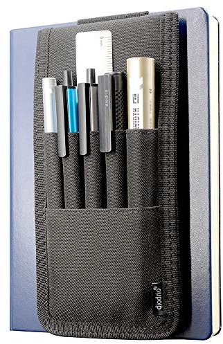diodrio Stifthalter, Stifthalter, Stifthülle für Hardcover Journals, Notizbücher, Bücher, Ordner, Halten Sie Multi-Stifte Bleistifte Lineale Langlebige Stoffe, abnehmbar, Gummiband Schwarz