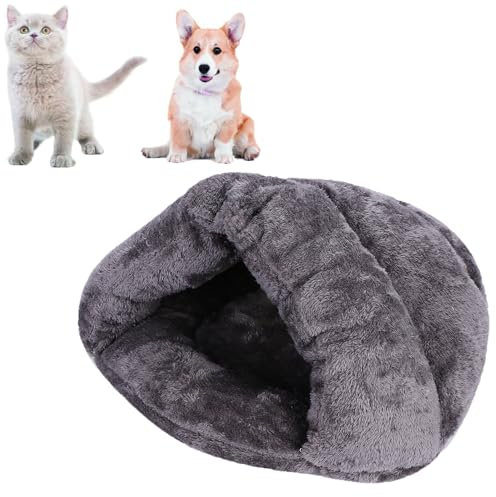 Lit Canapé pour Animaux de Compagnie Portable Douillet Caverne pour Chat Chien Doux Sac de Couchage d'animaux Grande Nid Housse Epaississant Confortable Grotte Chat Chien Semi-Couverte