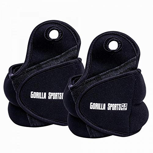 GORILLA SPORTS® Gewichtsmanschetten verstellbar 2er-Set für Fuß- und Handgelenke – Laufgewichte mit Schlaufe für Arme und Knöchel 1 KG - 2x0,5 KG