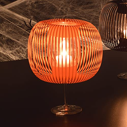 Madame O 2er Set Orange, Lampenschirme für Weingläser, Halloween Party Deko, originelles Geschenk für Weinliebhaber, Weinzubehör, 70er Jahre Space Age, Weinglas Deko, Weinglas-Lampenschirm excl. Glas