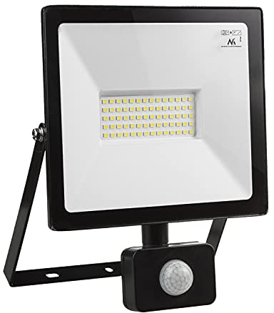 Maclean MCE650 LED Flutlicht mit PIR Bewegungssensor 50W 4000 Lumen Außenbeleuchtung Scheinwerfer Strahler Slim IP44 Spritzwassergeschützt (50W, Kaltweiß 6000K)