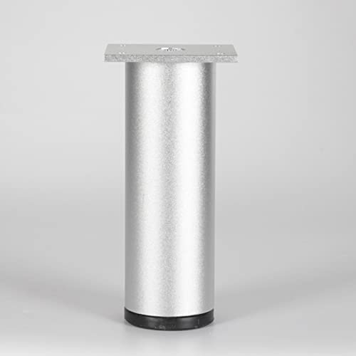 LOVEM Mobelbeine Silber, Möbelfüße Verstellbar, Ø 50 mm | 6-40 cm Möbelfüsse Aluminium | Eloxierte Oberfläche Sofasfüße Runde Schrank Füße Kaffeetisch Beine Sockelfüße Tischfüße, 4 Stück (20cm)
