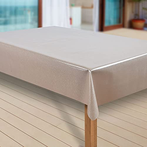 laro Wachstuch-Tischdecke Abwaschbar Garten-Tischdecke Wachstischdecke PVC Plastik-Tischdecken Eckig Meterware Wasserabweisend Abwischbar |70|, Muster:Elligent Glitter Beige, Größe:140x280