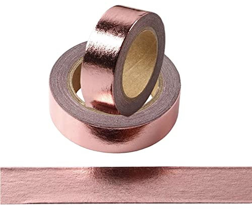 CIAJIE Foil Washi Tape,2 Rolls 5/8 x 393 inches(15mm*10M) Washi Tape, Masking Tape Craft Supplies Tape for Scrapbooking DIY Craft DecorativeFoil Washi (Rose gold)