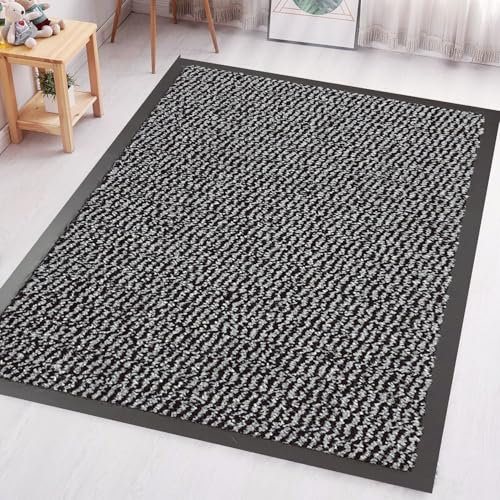 GULLAMBO Extra Large 120x180 cm Area Rug for Living Room – Heavy Duty, Non-Slip Floor Mat, Durable Dirt Trap Entrance Carpet, Easy to Clean Grey Rug for High Traffic Areas