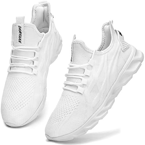 MGNLRTI Herren Schuhe Sneakers Sportschuhe Männer Running Turnschuhe Laufschuhe Straßenlaufschuhe Freizeitschuhe Workout Gym Joggingschuhe Weiß EU41