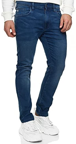 Indicode Herren INCoil Jeanshose aus 77% Baumwolle Super-Stretch | Denim Herrenjeans Medium Indigo, 30/32