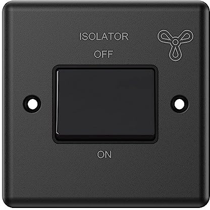 Matt Black Classical Fan Isolator Switch Black Insert Plastic Rocker Switch - 10 Amp 3-Pole Fan Isolator Switch